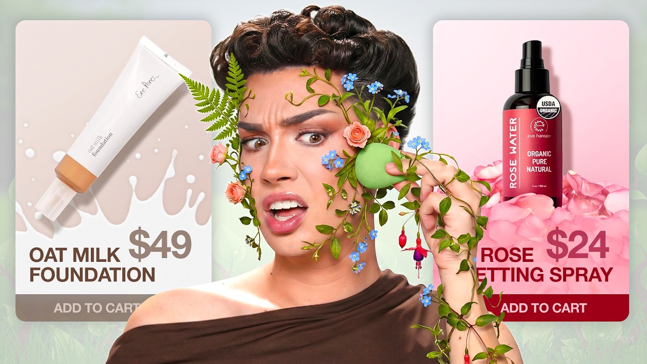 TRYING OUT NATURAL ORGANIC MAKEUP... is it a scam? 🫣🌿