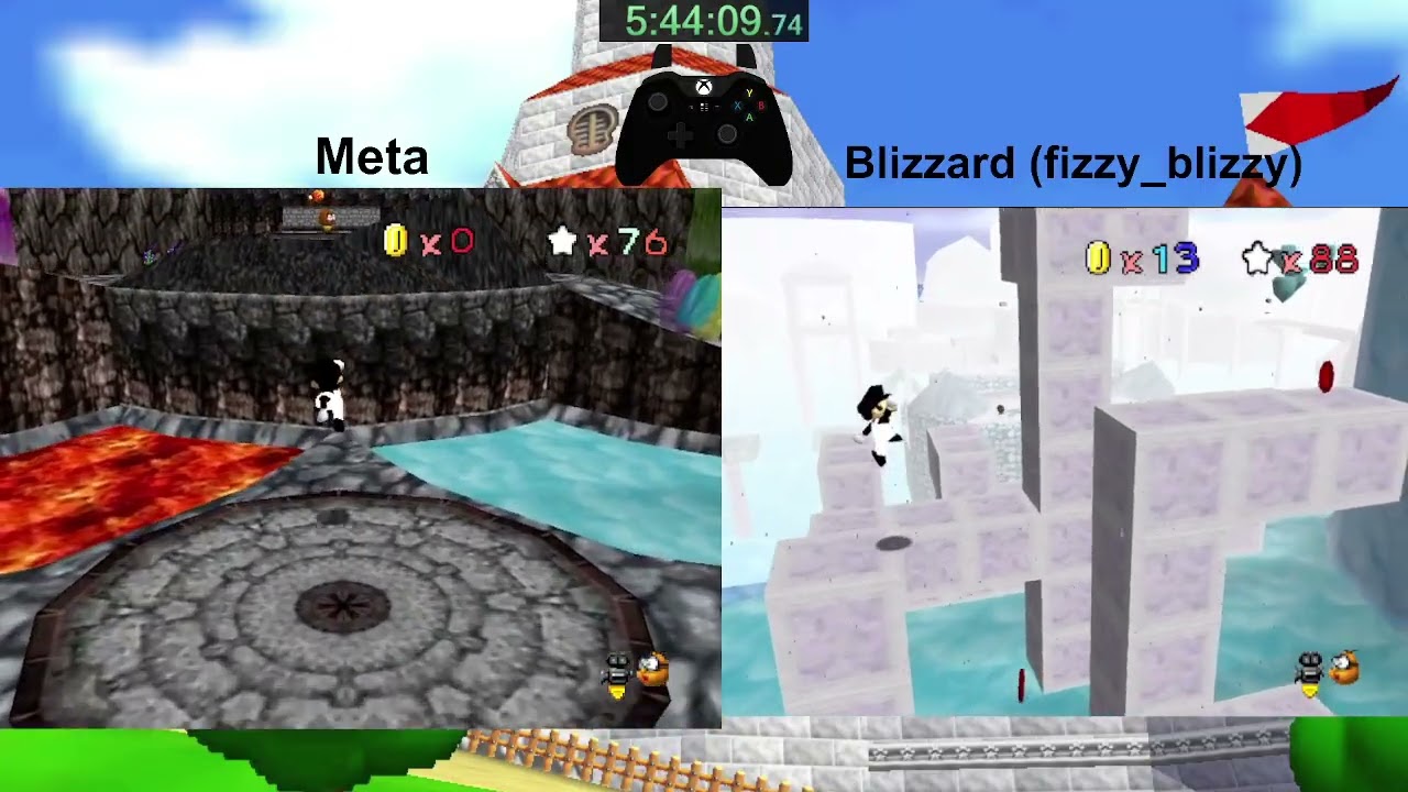 Super Mario 64: Shining Stars Repainted - Blind Race vs. Blizzard Part 3 [N64]