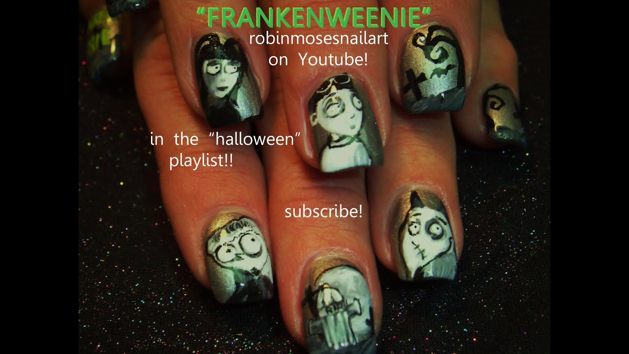 Nail Art Tutorial | DIY Halloween Nails | Frankenweenie designs