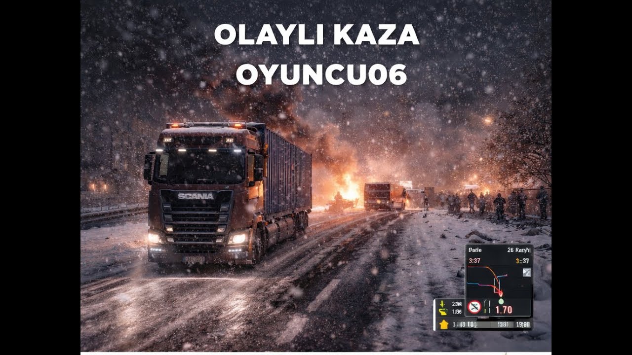Euro Truck Simulator 2  karlı yollarda yanlaya yanlaya yük götürmek
