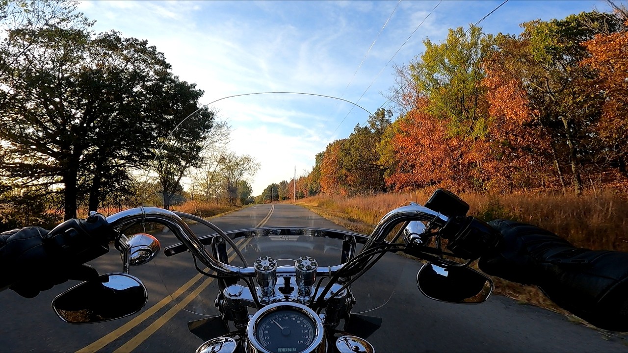 Peaceful Backroads Fall Ride On Harley Softail