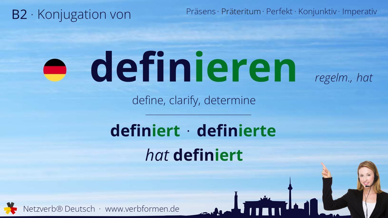 Konjugation Verb „definieren“ (regelm., hat) - alle Zeitformen, Lernvideo, Tutorial
