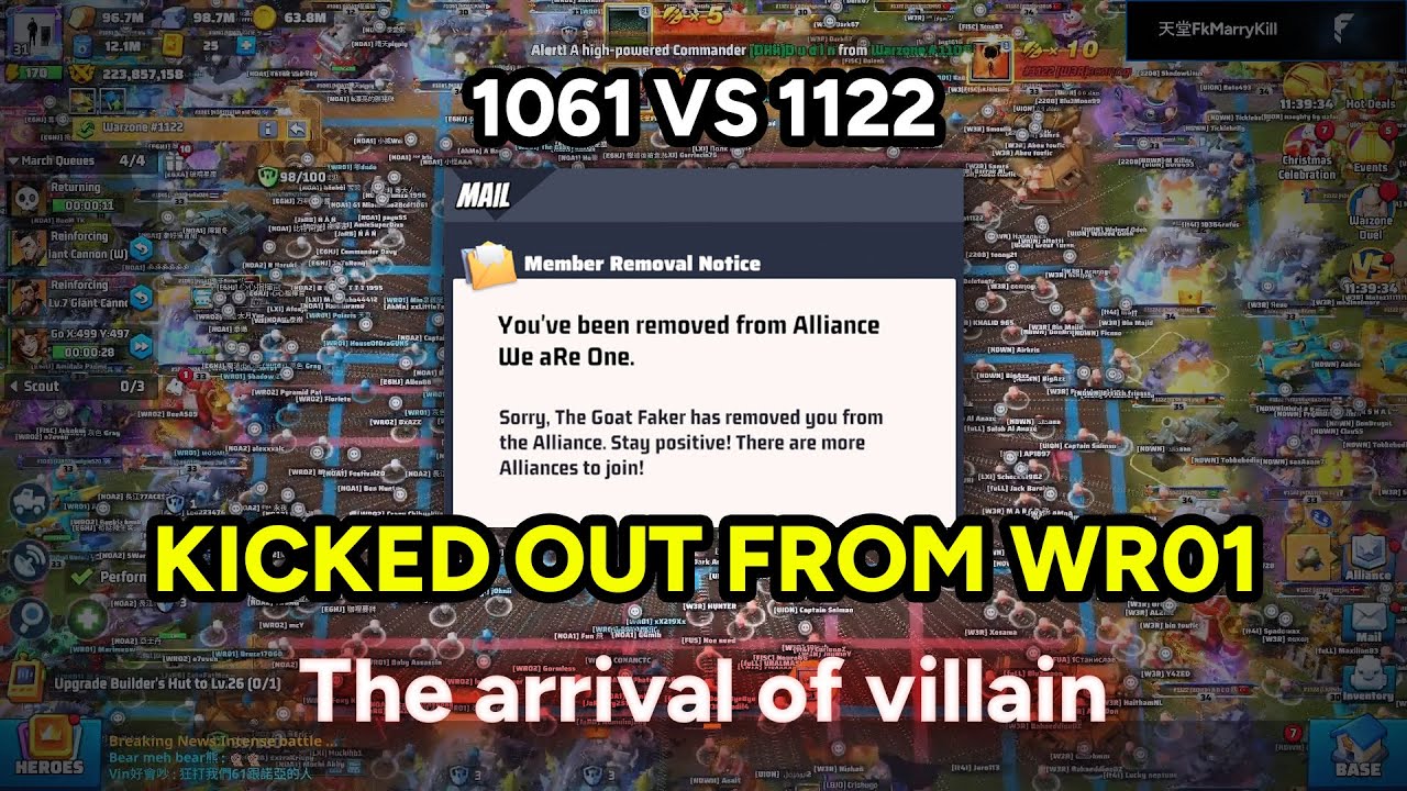 Last War Warzone Duel - Kicked from Alliance during battle - 1061 vs 1122