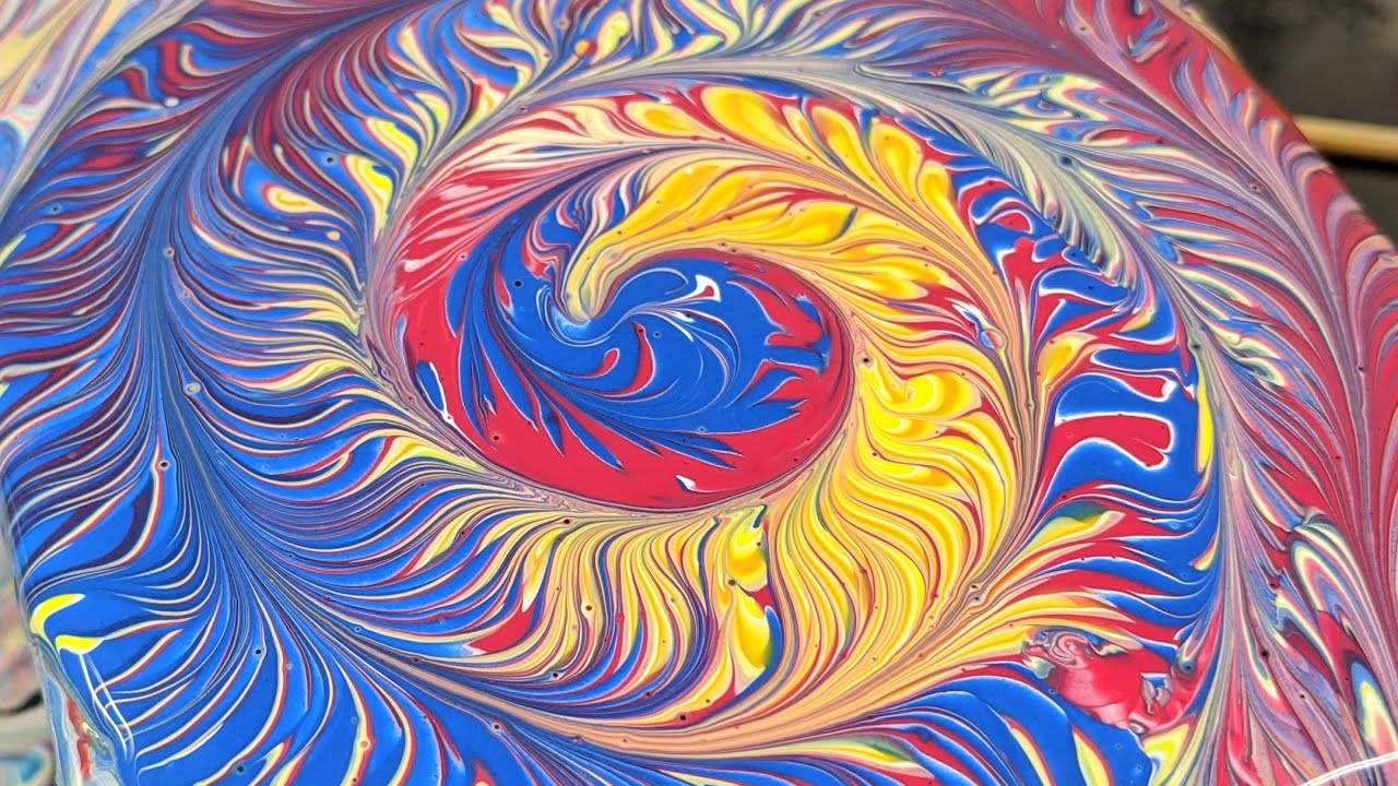 Acrylic Pouring - Feather Spiral.