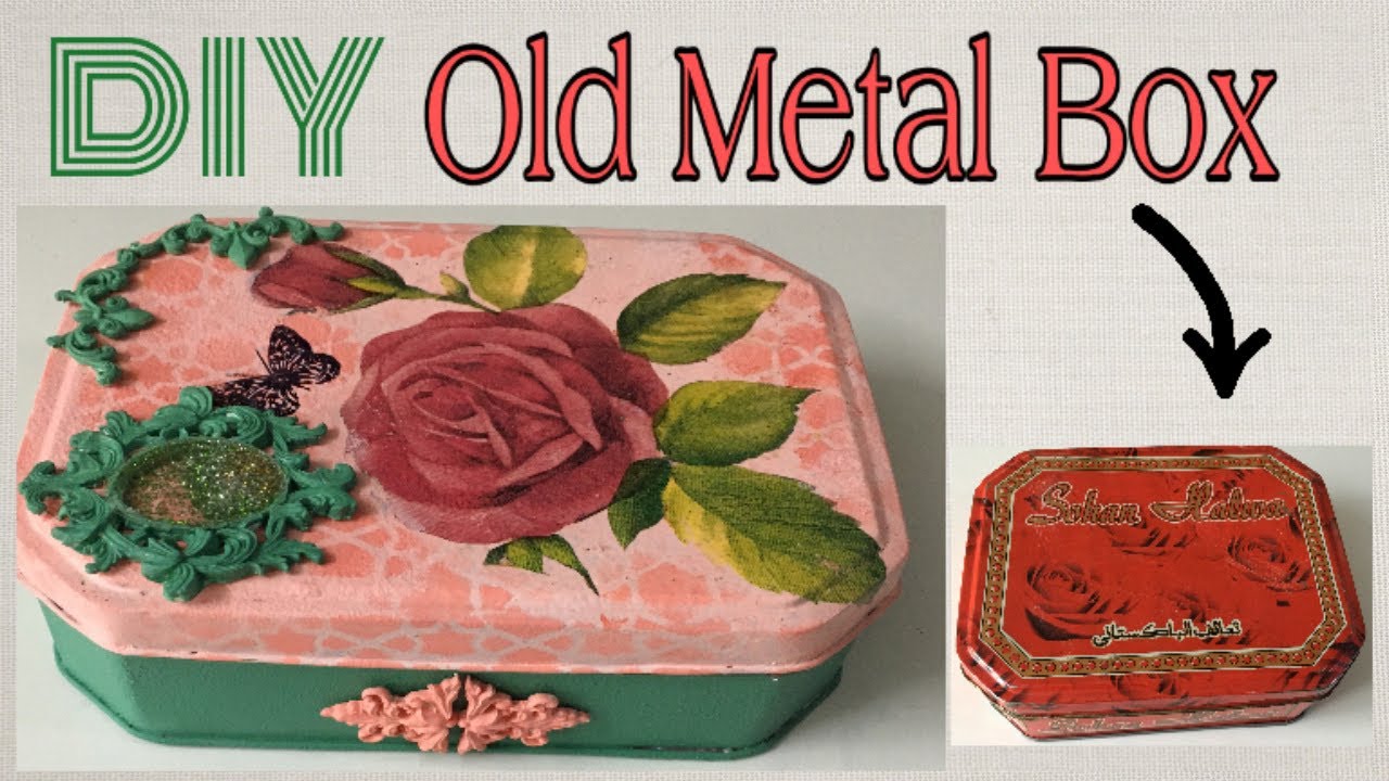 Decoupage on Metal Box/ #decoupage / DIY waste Metal Box