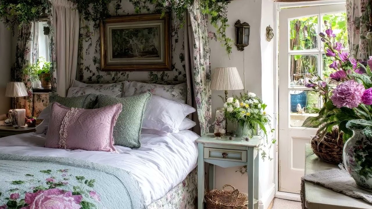 English Countryside Cottage Spring Decor Tour with Cozy Romantic Cottagecore Vintage Style