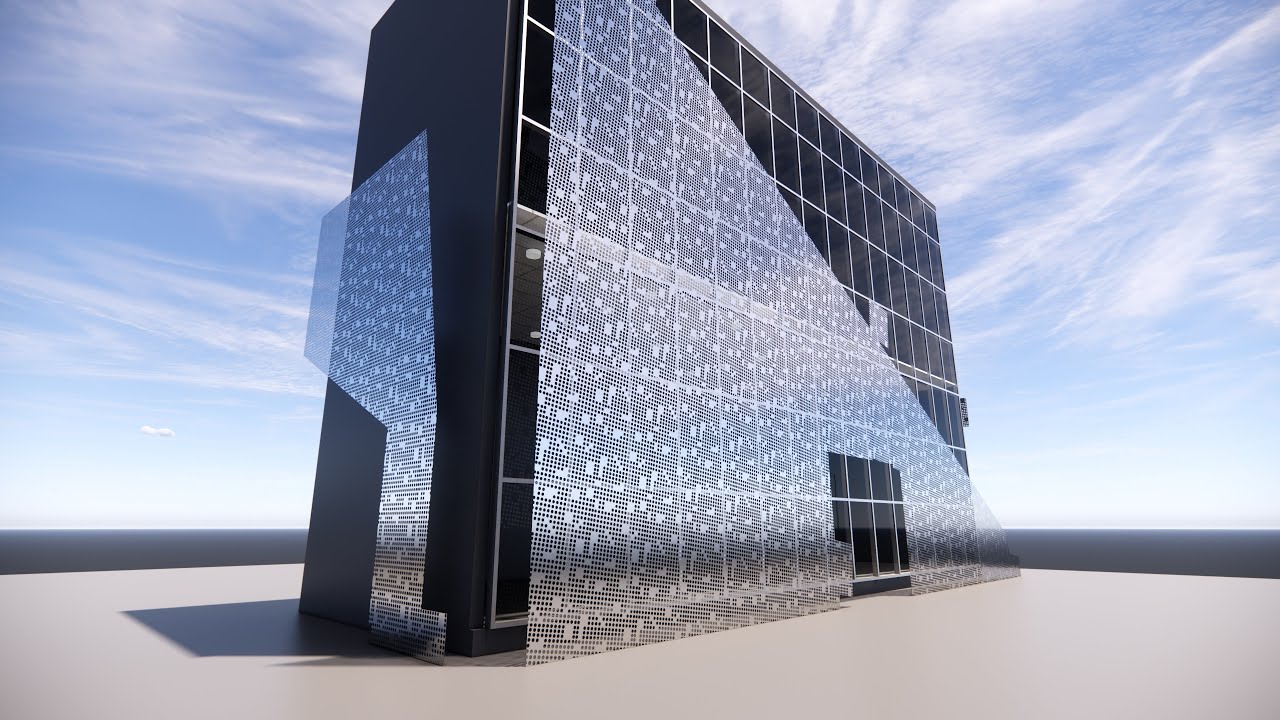 Perforated Steel Mesh facade in Revit | Parametric adaptive family
