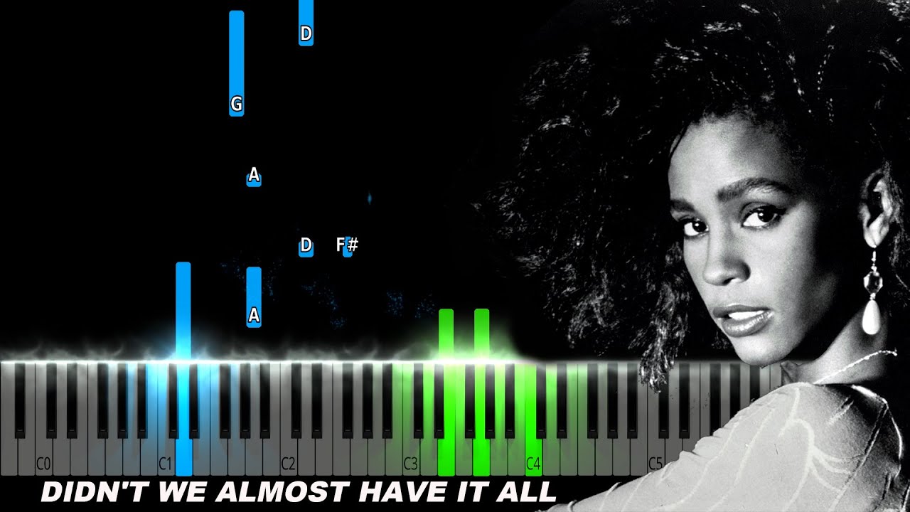 Whitney Houston - Didn't We Almost Have It All Piano Tutorial