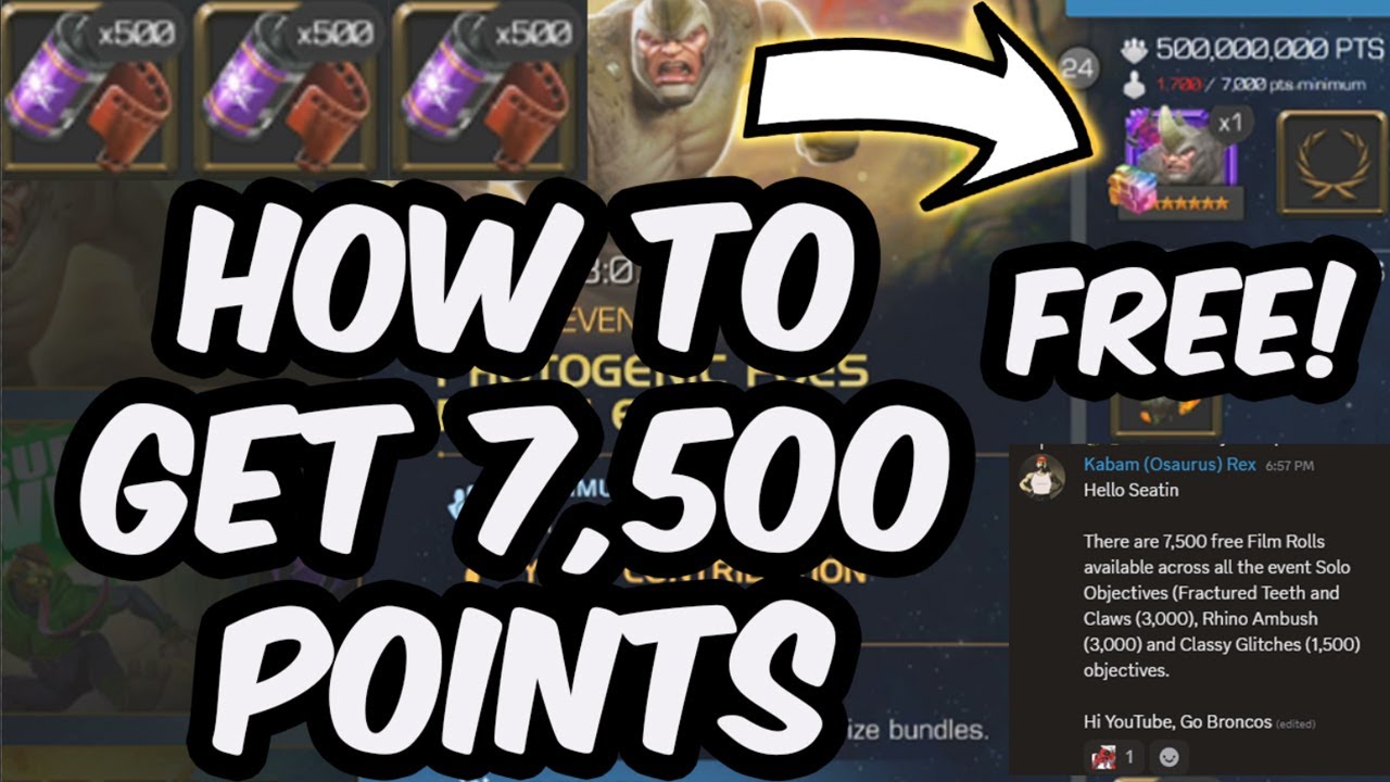 Free 7 Star Rhino - How To Get 7,500 Points - Photogenic Foes Guide - Marvel Contest of Champions
