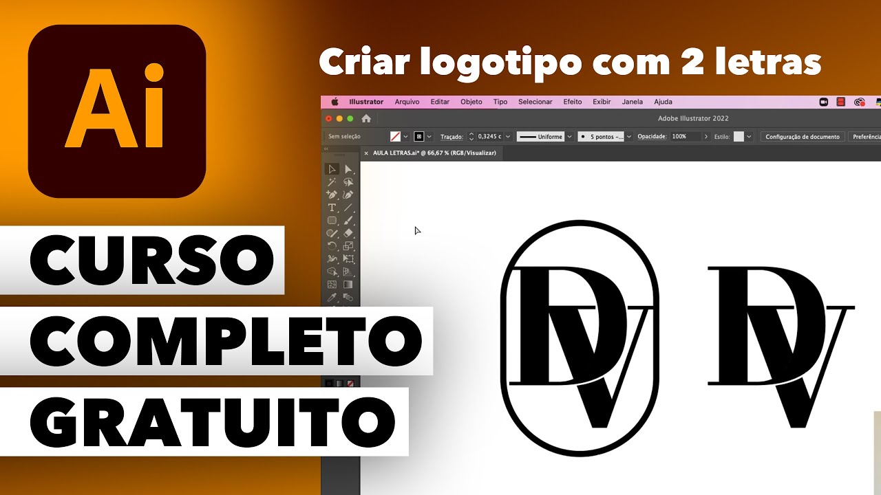 Criar logotipo juntando 2 letras | Curso Illustrator completo gratuito 2025