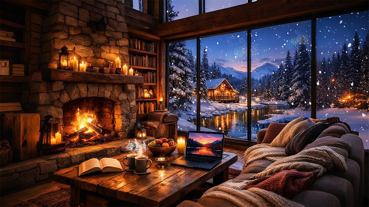 Winter Morning Piano ☕ Cozy Cabin Ambience ❄️ Relaxing Music for Sleep, Study & Stress Relief (Live)