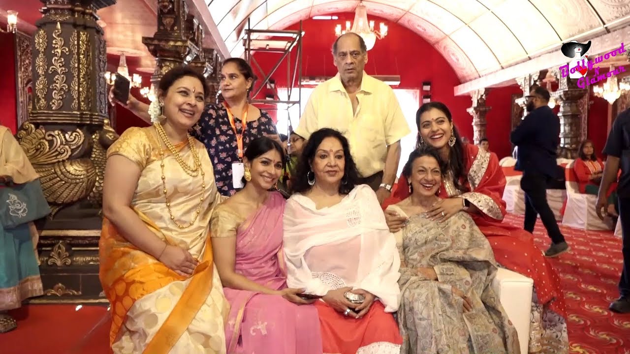 KAJOL, Tanuja, Sharbani, Tanisha, Deb Mukherjee & Mukherjee Family At Maha Shashthi Puja & Bodhon