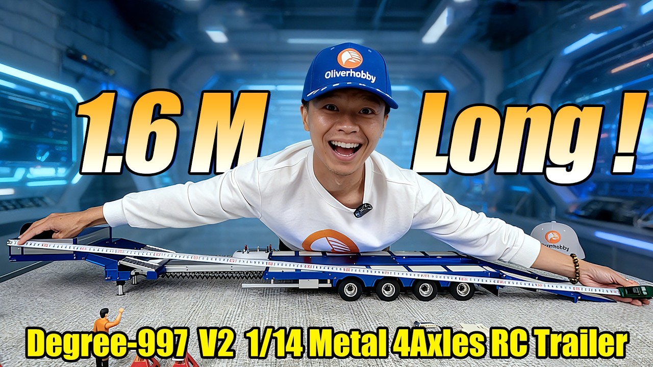 Давайте восхитимся металлическим четырехосным рулевым прицепом Degree 1/14 Metal Heavy — это прос...