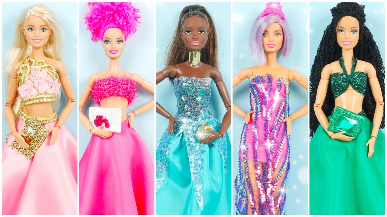 5 DIFFERENT BARBIE STYLES - How to Make Crafts Ideas For Doll Clothes!