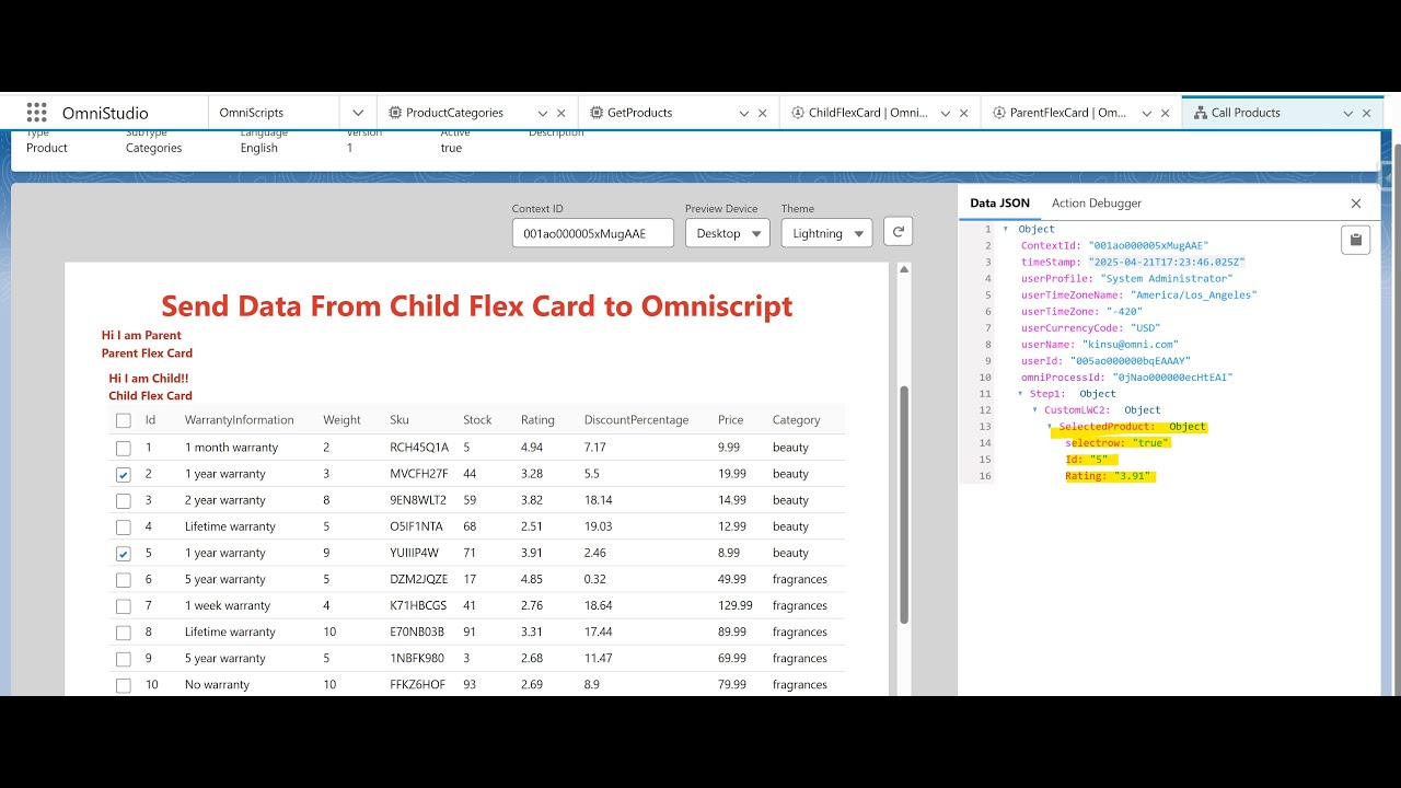 Send Data From Flex card to Omniscript