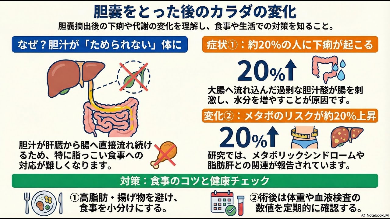 【胆嚢摘出後】下痢が続く…原因は胆汁酸？食事と検査のポイント