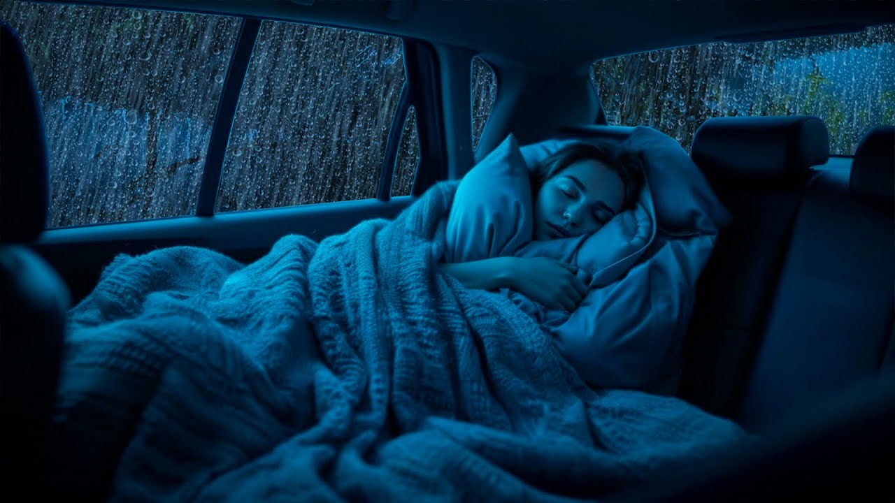 Powerful Rain & Thunder on Cozy Camping Car Windows During Stormy to Beat Insomnia & Stress at Night