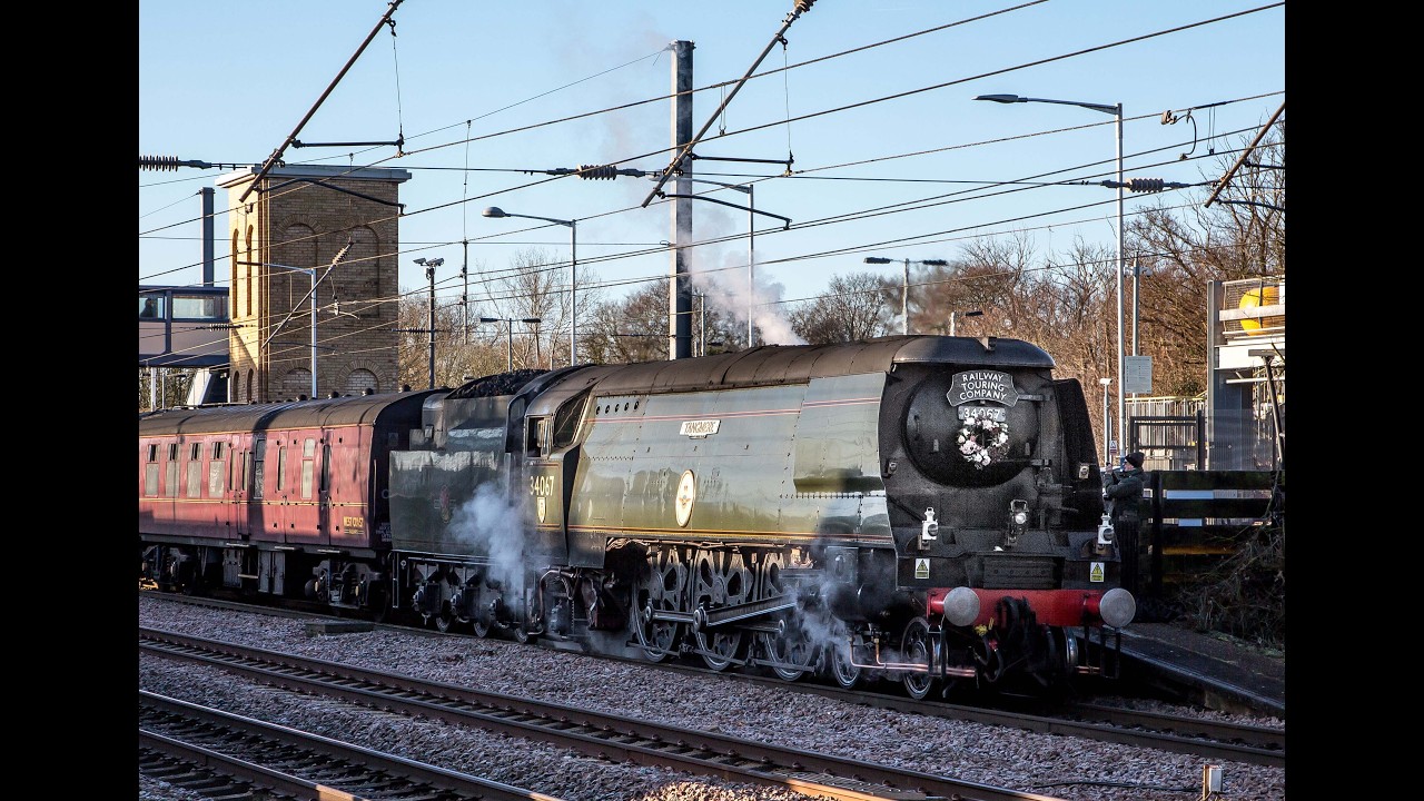 34067 Tangmere at Huntingdon Station on 14.2.2026