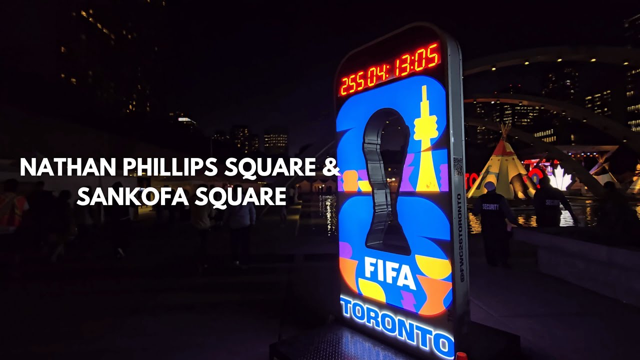 Nathan Phillips Square In Toronto Night Walk To Sankofa Square Through CF Toronto Eaton Centre
