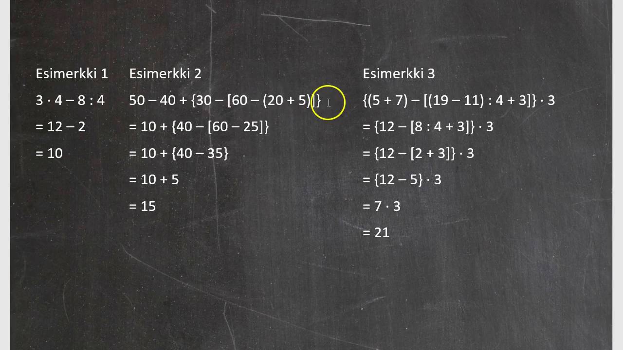 7. luokan matematiikka, kurssi1: 1: Laskujärjestys