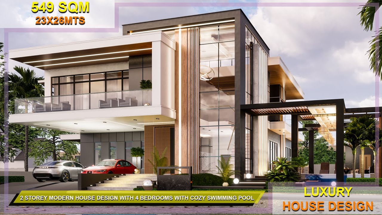 Luxury 2 Storey Modern House Design with 4 Bedrooms And Cozy Swimming Pool ( 549 sqm )