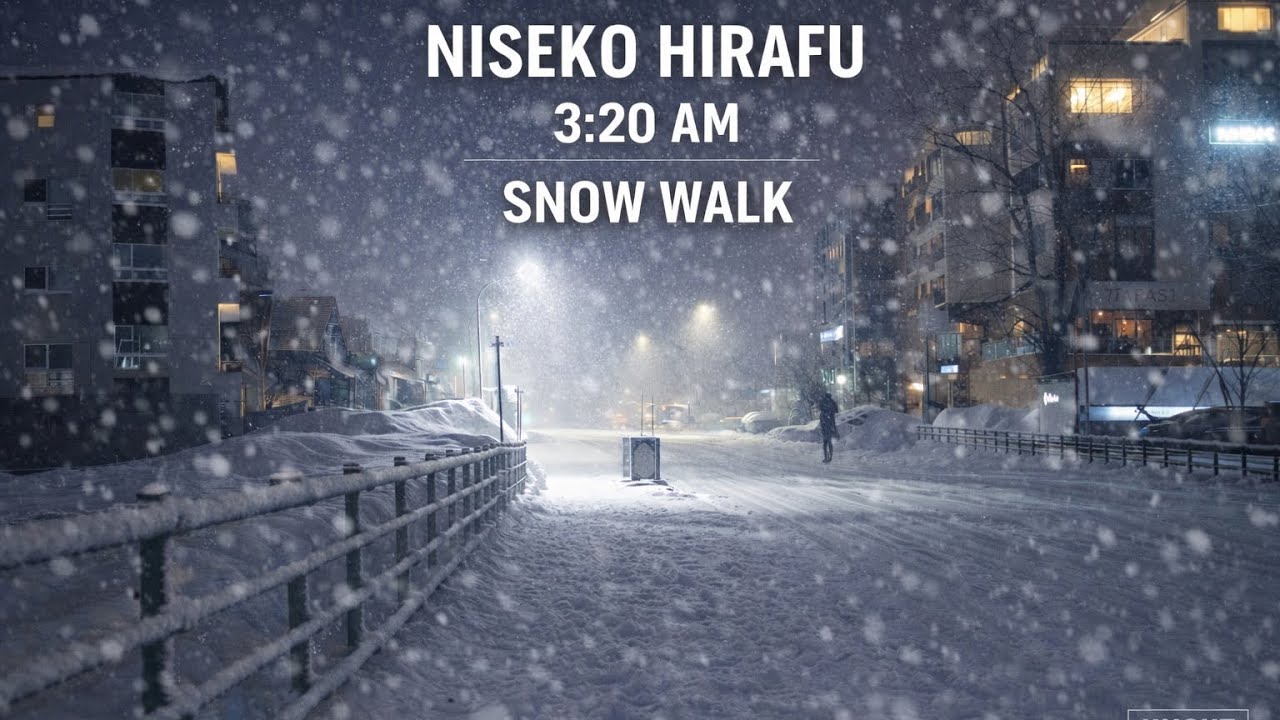 Midnight Niseko Hirafu — Relentless Snowfall Walk (3:53 AM) | Japan 1°C (34°F) [4K] Quiet Walk #062