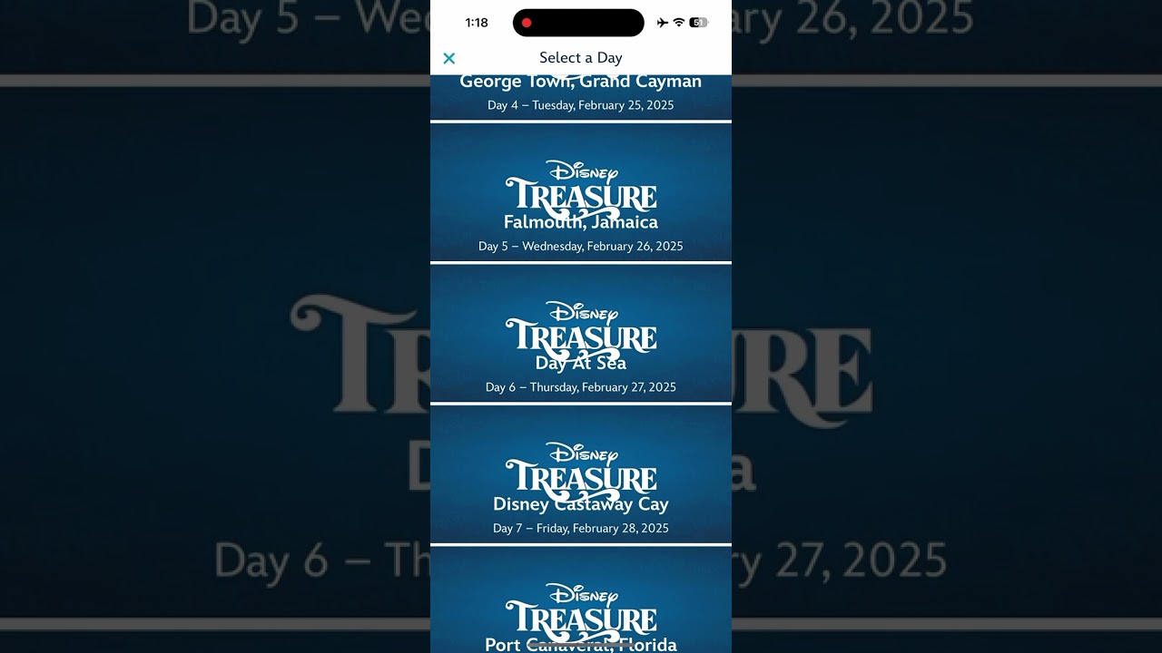 Disney Cruise Line - Disney Treasure - 7 night West Caribbean Feb 22-Mar 1, 2025 Itinerary