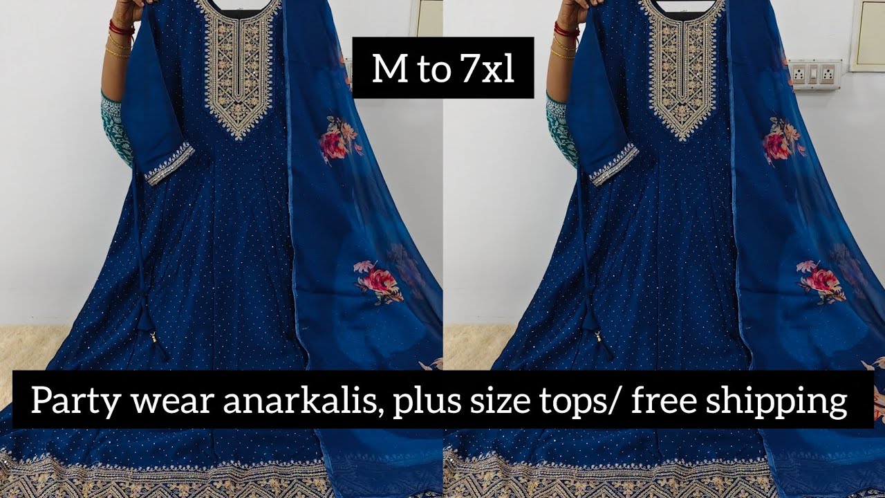 M to 7xl, part wear anarkali dupatta sets, plus size top and dupatta sets, anarkali kurtis 