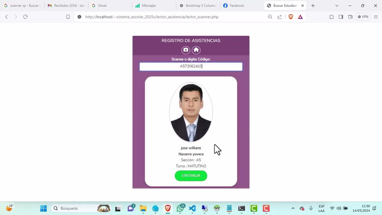 Sistema Asistencia QR Y Barras(Codigo Fuente Php y Mysql)