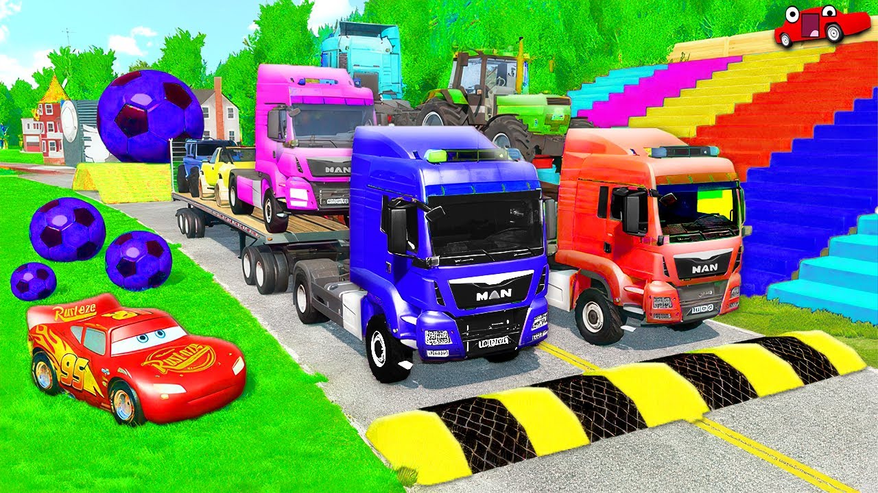 Long Convoy of Trucks vs Speed Bumps – Crash Physics (BeamNG) EP.12 🚛💥