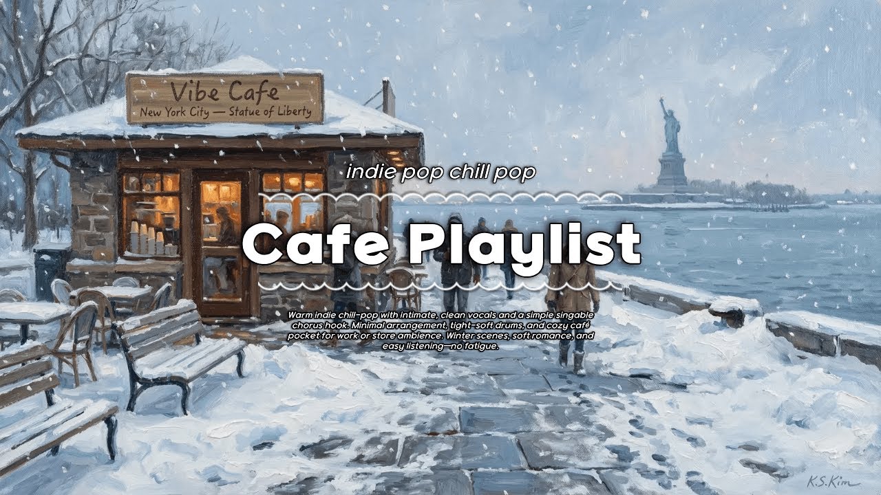 ☕ 잔잔한 카페 팝송 플레이리스트 ❄️ 포근한 작업용 인디 칠팝. 눈 내리는 뉴욕 자유의 여신상 | New York City | Indie Pop