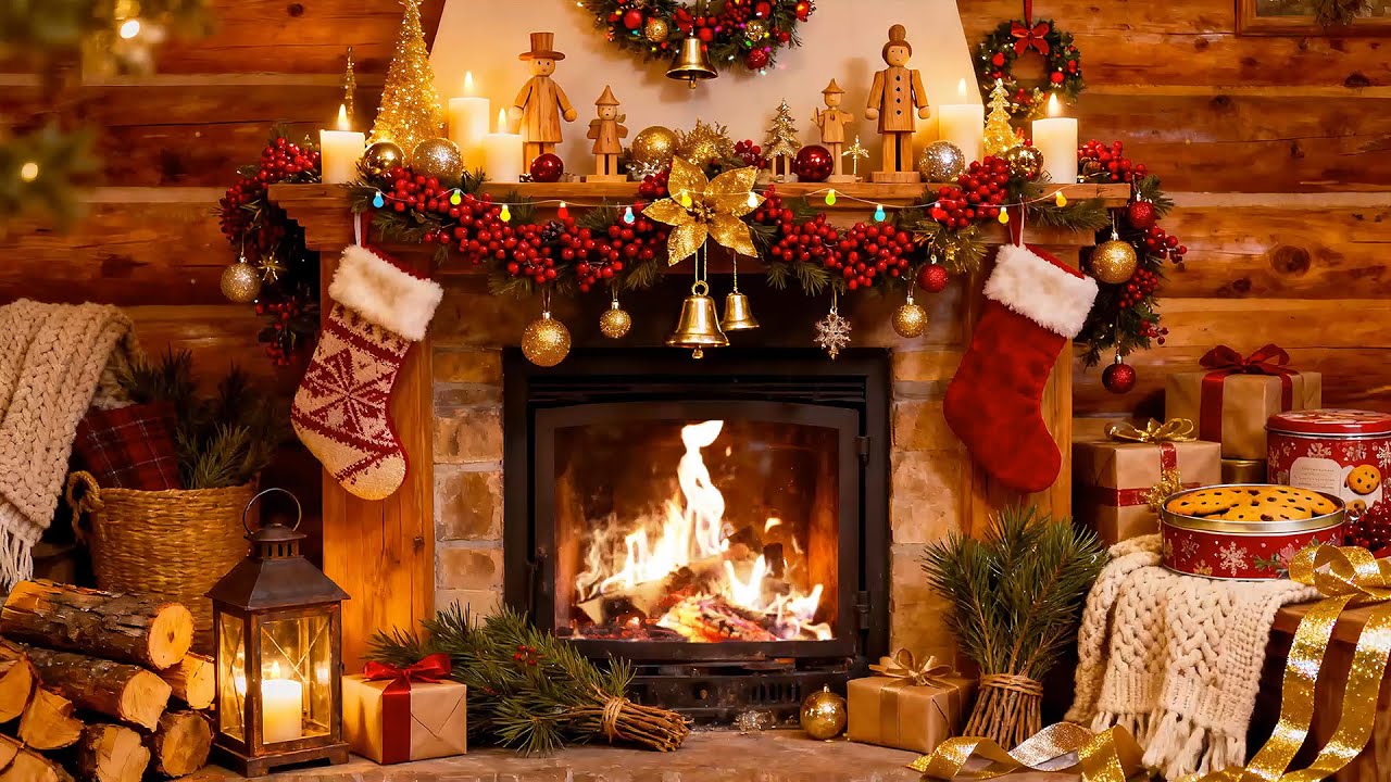 24/7 Cozy Christmas Piano Music ❄️ Fireplace Ambience for Stress Relief & Sleep