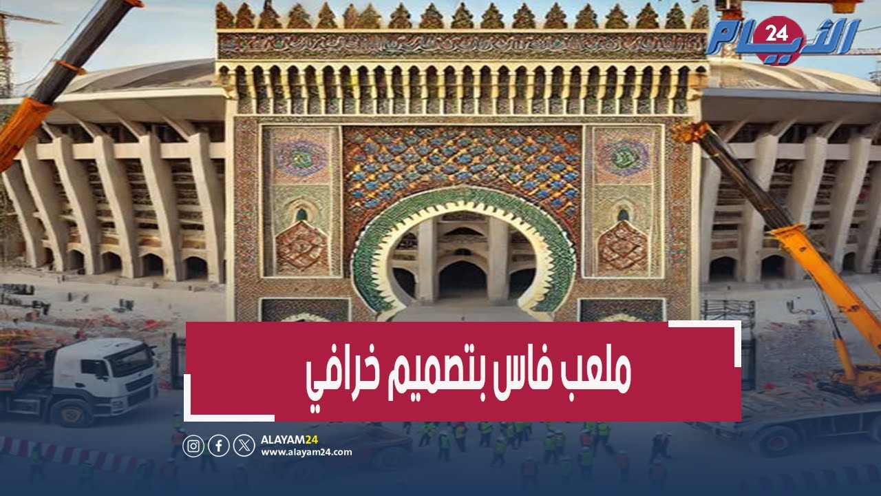 بعد تركيب باب ضخم.. ملعب فاس بتصميم خرافي مستوحى من المعمار الفاسي استعدادا للكان