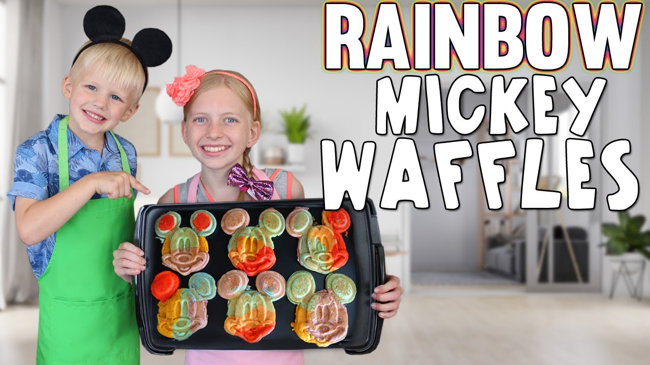 Rainbow Mickey Waffles || Family Fun Pack Cooking