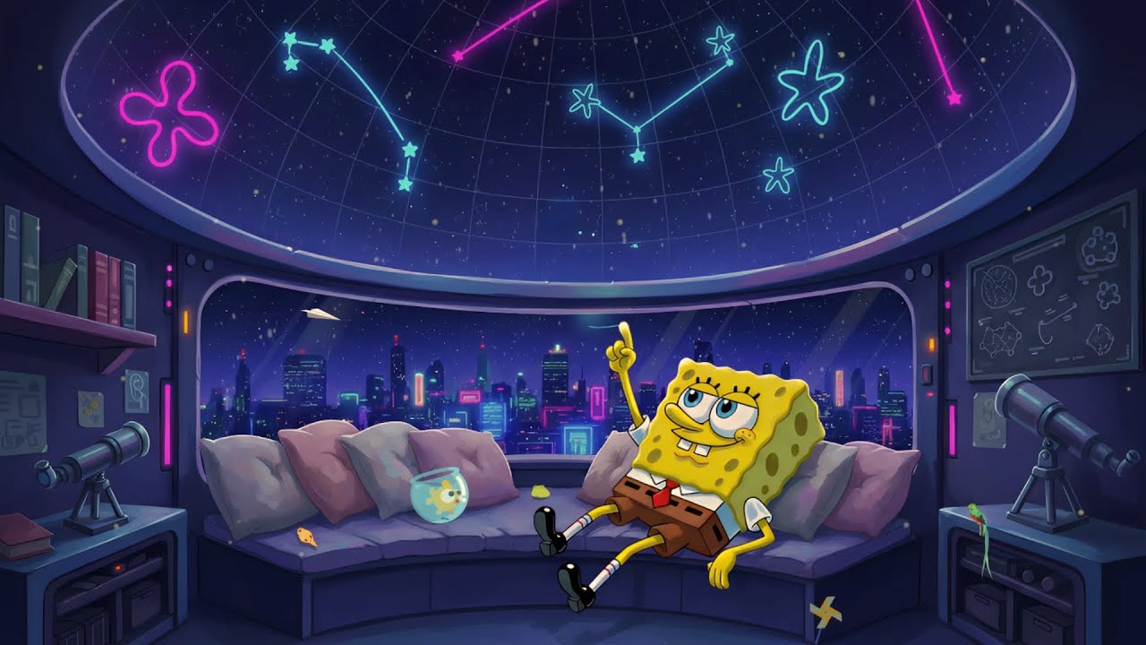 【Ｓｔａｒｇａｚｉｎｇ　Ａｎｄ　Ｃｈｉｌｌ】🌌 SpongeBob Neon Observatory - Lofi Hip Hop Mix ~ Beats To Dream / Sleep To