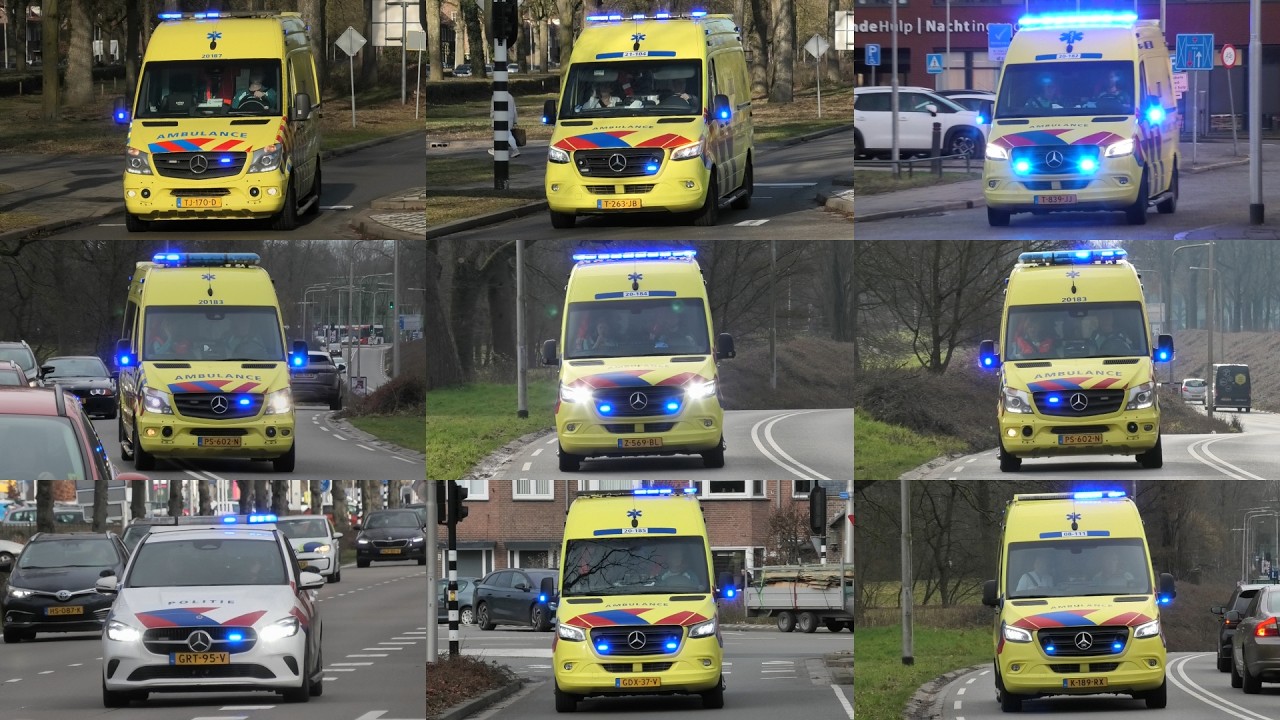 Verschillende Ambulances & Politie met spoed naar en van meldingen in Tilburg en omgeving