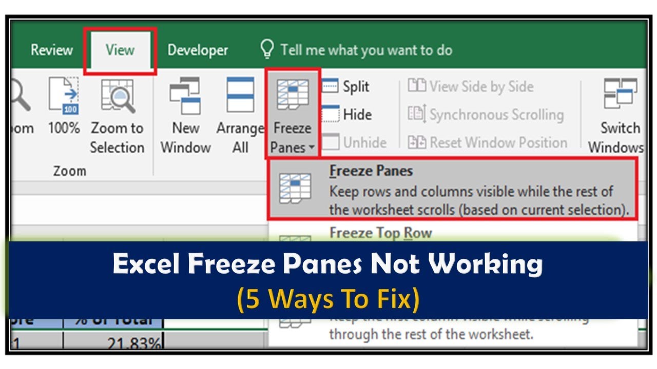 Fix Freeze Pane Not Working In Microsoft Excel