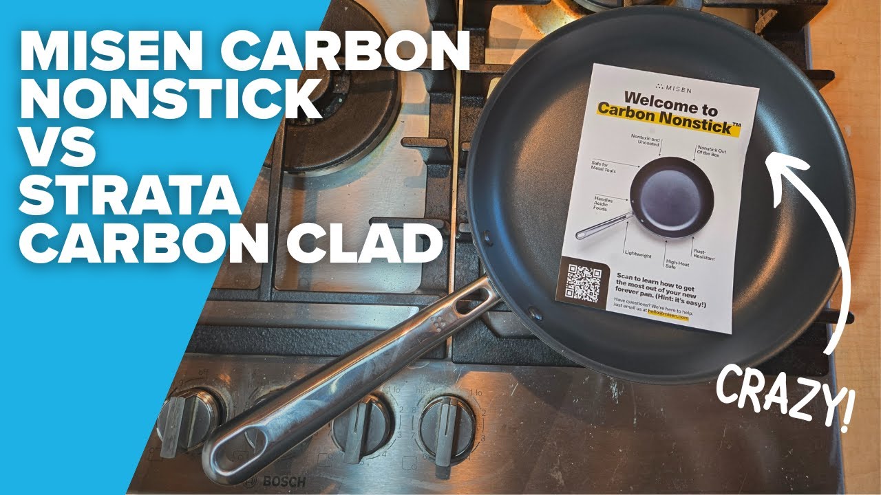 Сковорода Misen Carbon с антипригарным покрытием против сковороды Strata Carbon Clad