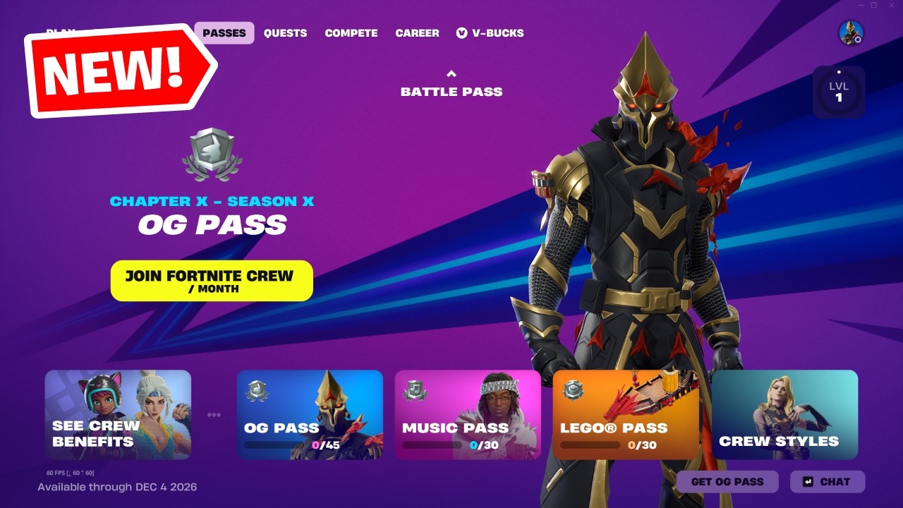 Fortnite OG Season X Battle Pass Full Showcase- Skins, Emotes (All Levels Rewards)