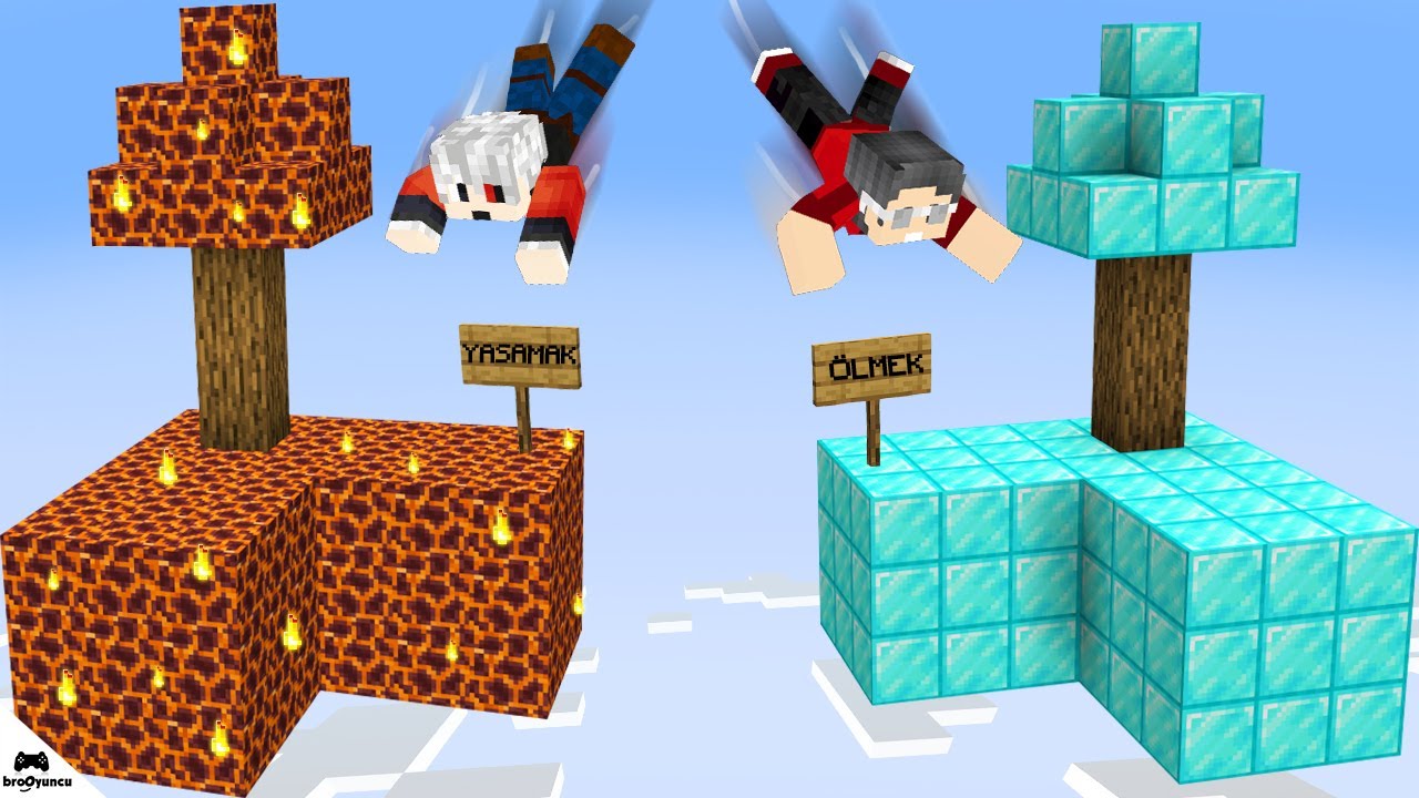 MİNECRAFT AMA SKYBLOCKLARA DÜŞMEK