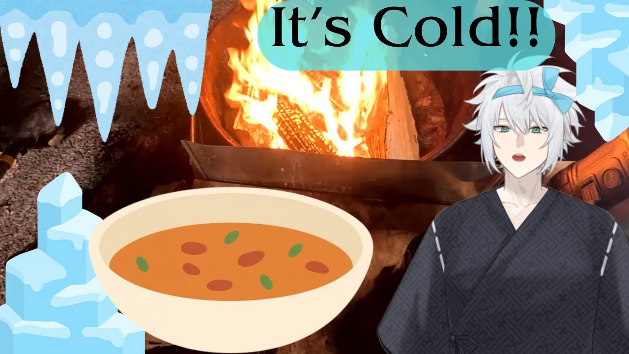Campfire Cooking: Lentil Soup + Let's See How Much Cold I Can Take?  【Handcam】