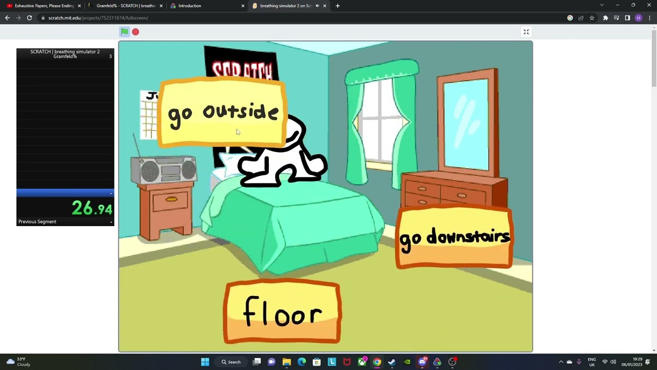 Speed run for SCRATCH Breathing simulator 2 Garmfield%