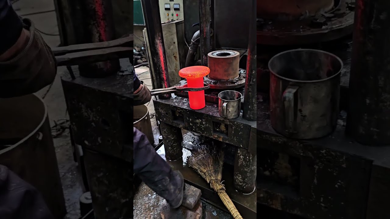 The Entire Process of Shaping High-Temperature Steel Ingots Using a Hydraulic Press #forging