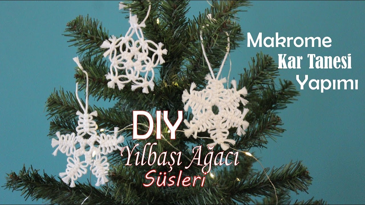 DIY Makrome Kar Tanesi Yapımı - Yılbaşı Ağacı Süsü Nasıl Yapılır? / Macrame Snowflake