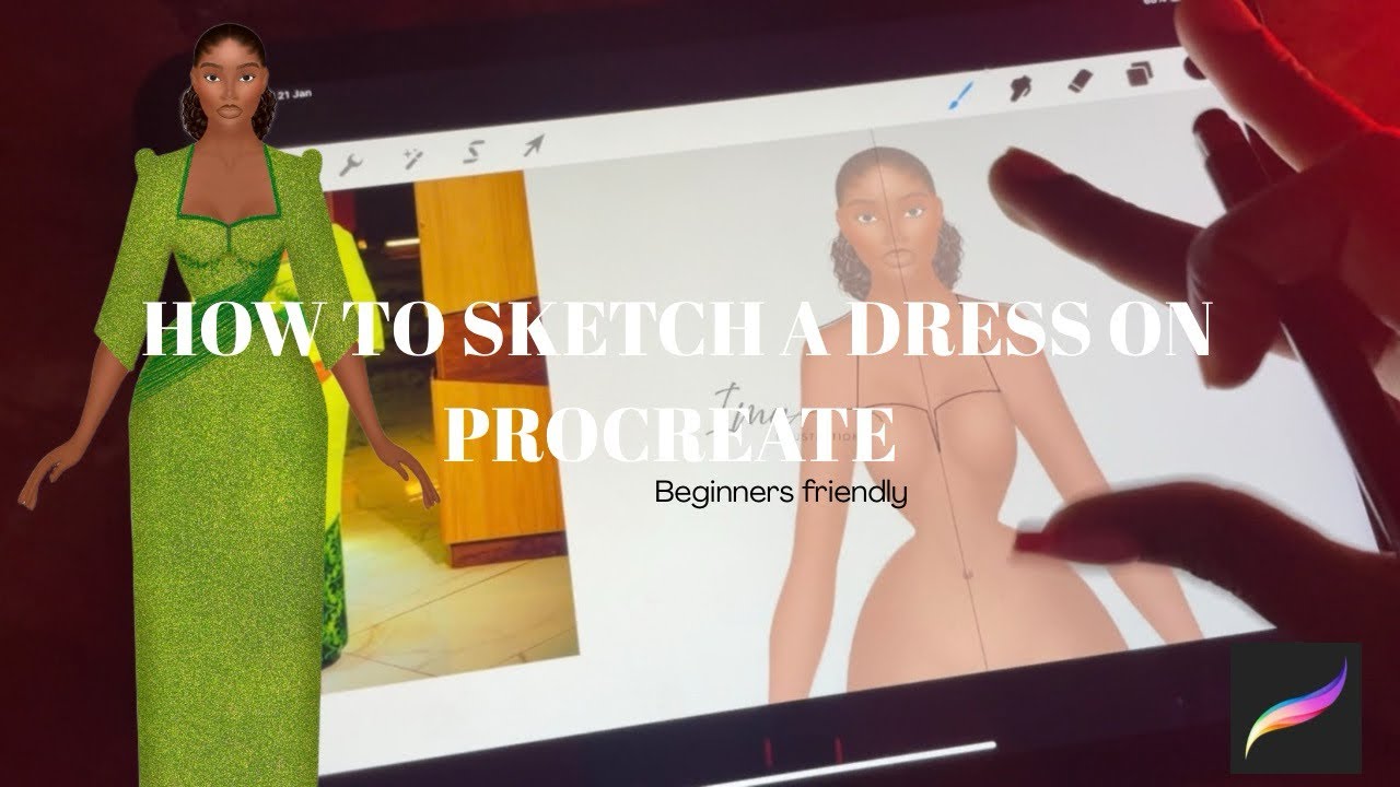 How to Sketch a Dress on Procreate | Beginner-Friendly Fashion Illustration Tutorial #fashionsketch