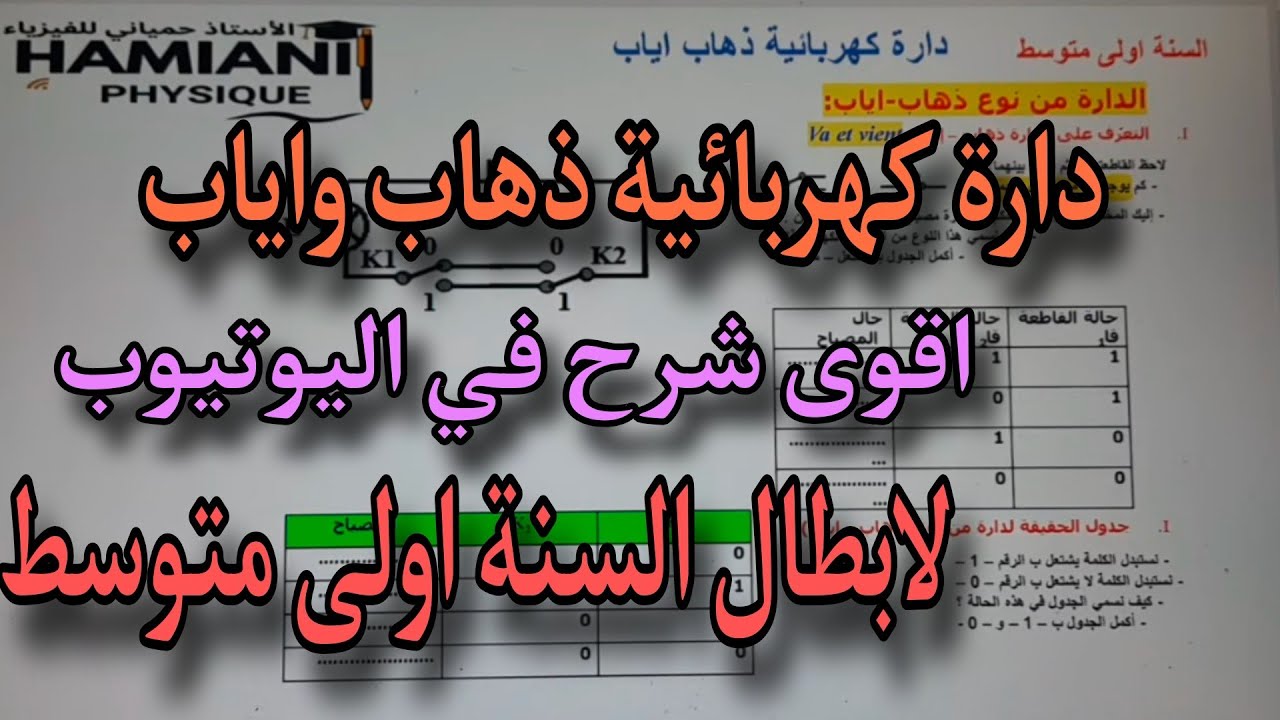 دارة كهربائية من نوع ذهاب واياب للسنة اولى متوسط بشرح مبسط جدا