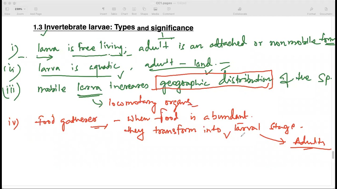 Zoology MSc Sem1 CC1 1.3 Invertebrate larvae: Types and significance P1