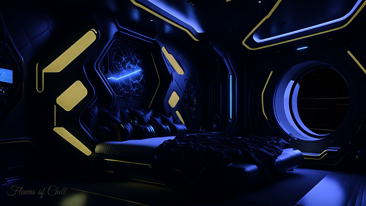 Spend the Night in a DARK Luxury Spaceship Penthouse | Brown Noise | Flight Ambience | 4K