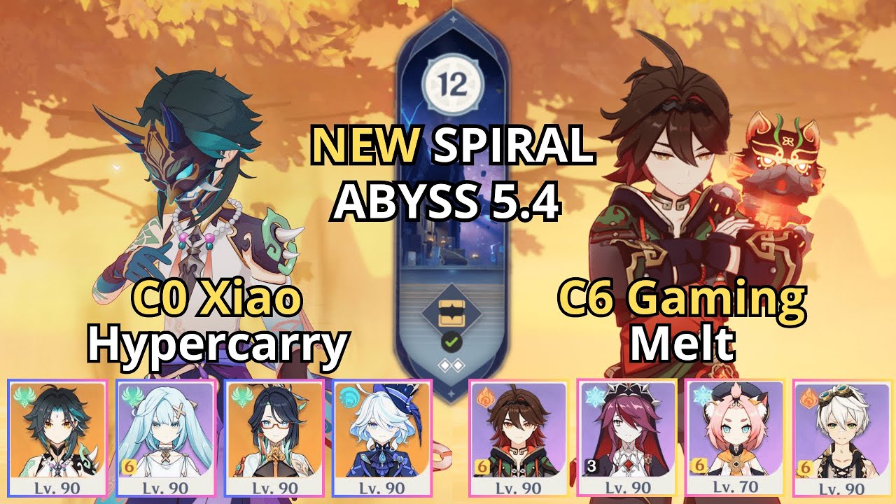 C0 Xiao Hypercarry & C6 Gaming Melt - Spiral Abyss 5.4 | Floor 12 - Genshin Impact 原神