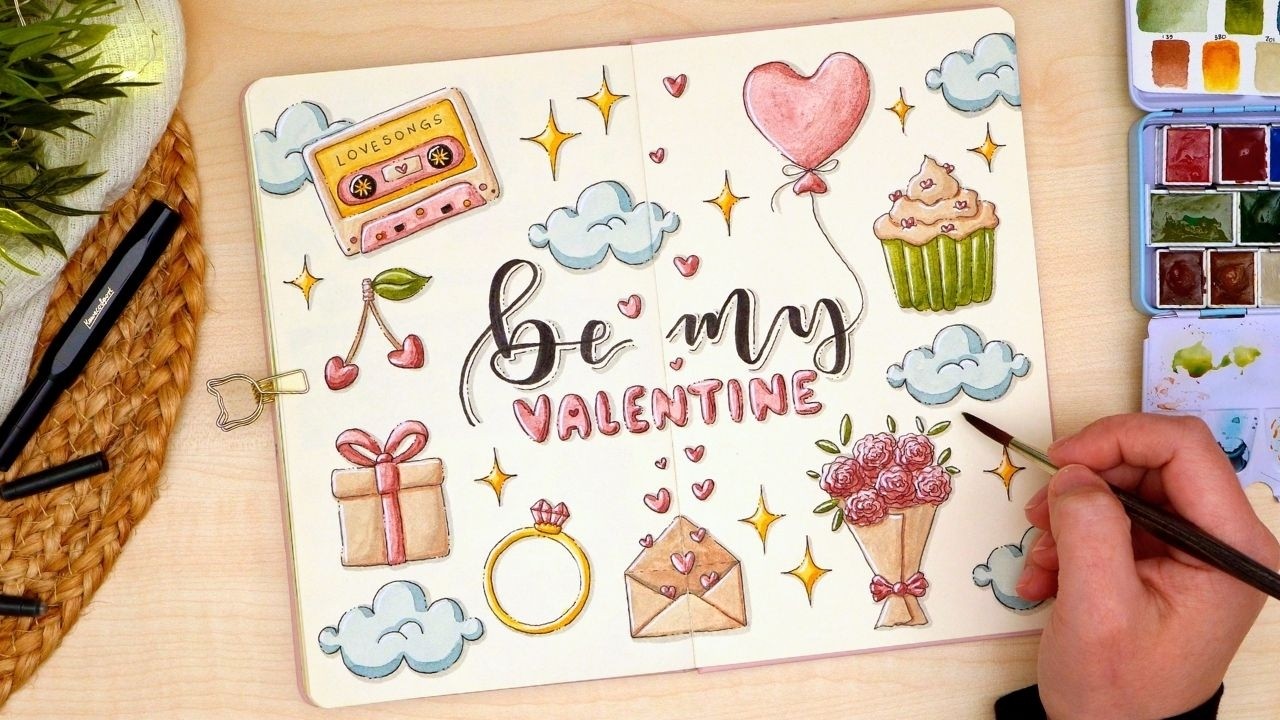 🇩🇪 Valentines Day Doodles 💖 - Sketchbook Session mit süßen Motiven zum Tag der Liebe